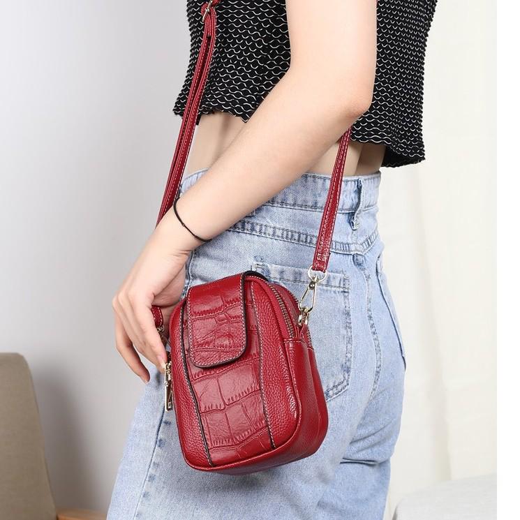 Women's Trendy Genuine Leather Crossbody Phone Handbag - Winter 2025 Collection