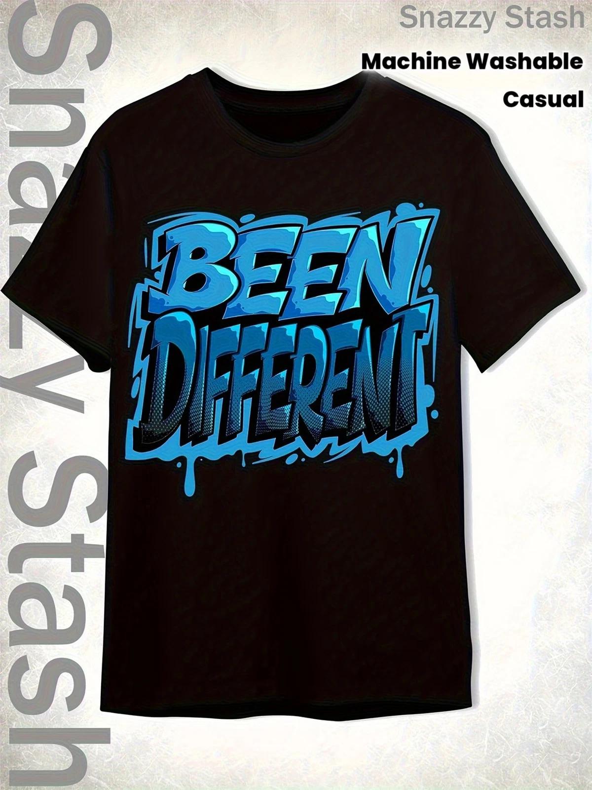 Men s Been Different Graffiti Drip T-Shirt - Turquoise Blue & Black Urban Street XS