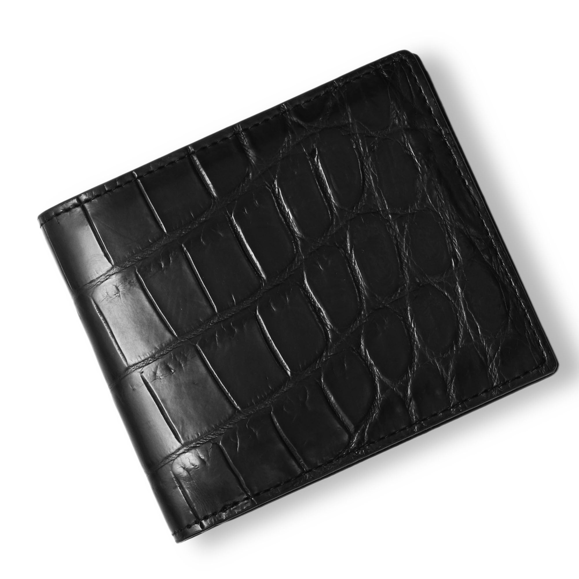 

CLW Crocodile Leather Works Bifold Wallet (Bill Compartment) Matte Black Crocodile Leather, Made in Japan, Men s Cashless, Brand Name Gift