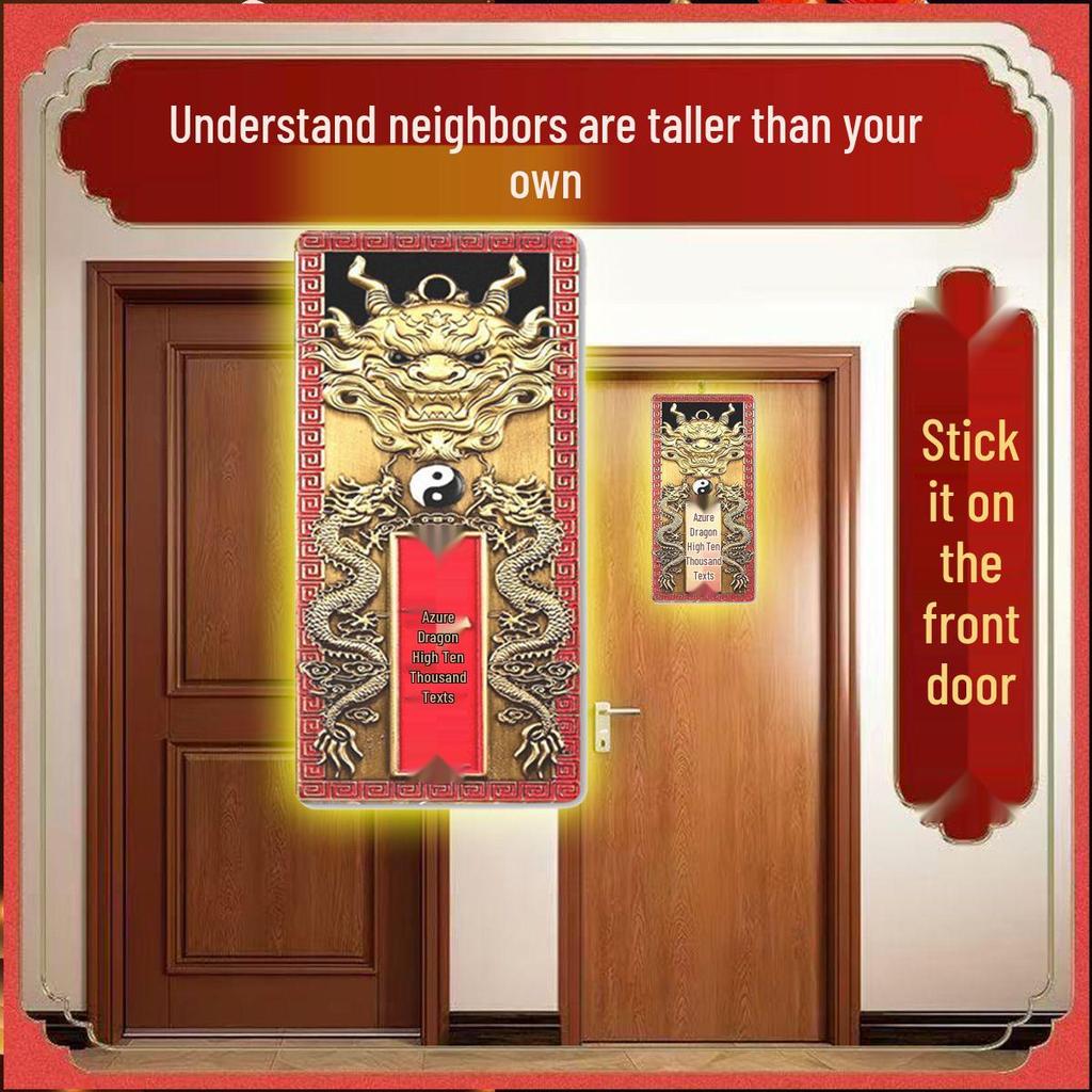 Teacher Recommended Bagua Qilin Pendant: Azure Dragon Prosperity and Good Luck Door Sticker