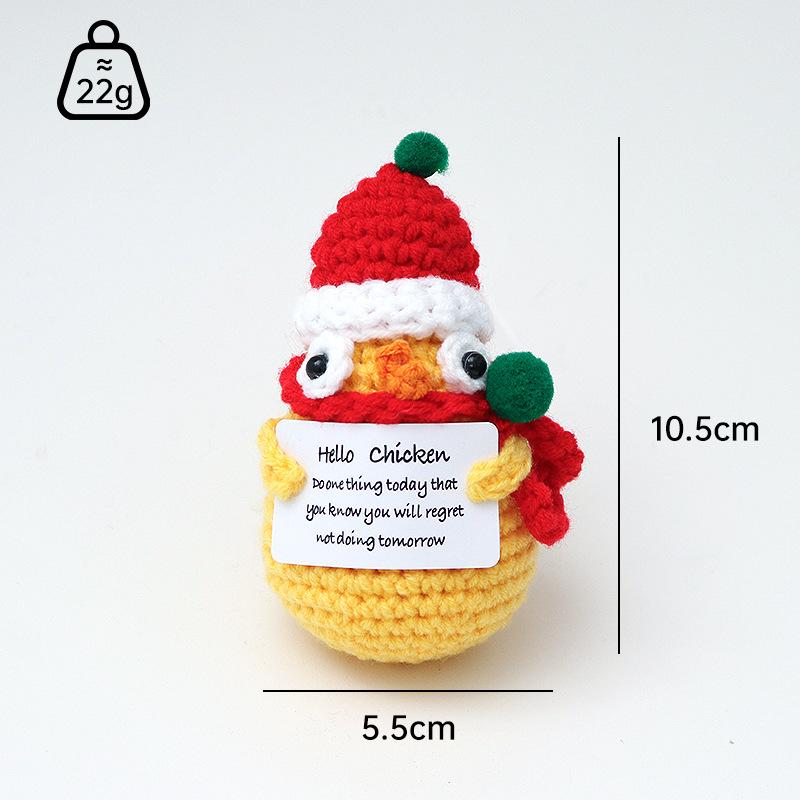 Christmas Positive Energy Doll Crochet Santa Claus Reindeer Handmade Knitting Dolls With Card Desktop Ornaments New Year Gift