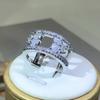 copper Creative Irregular AAAAA+ CZ Big Ring Ladies Geometric Zircon Ring Fashion Jewelry Gift