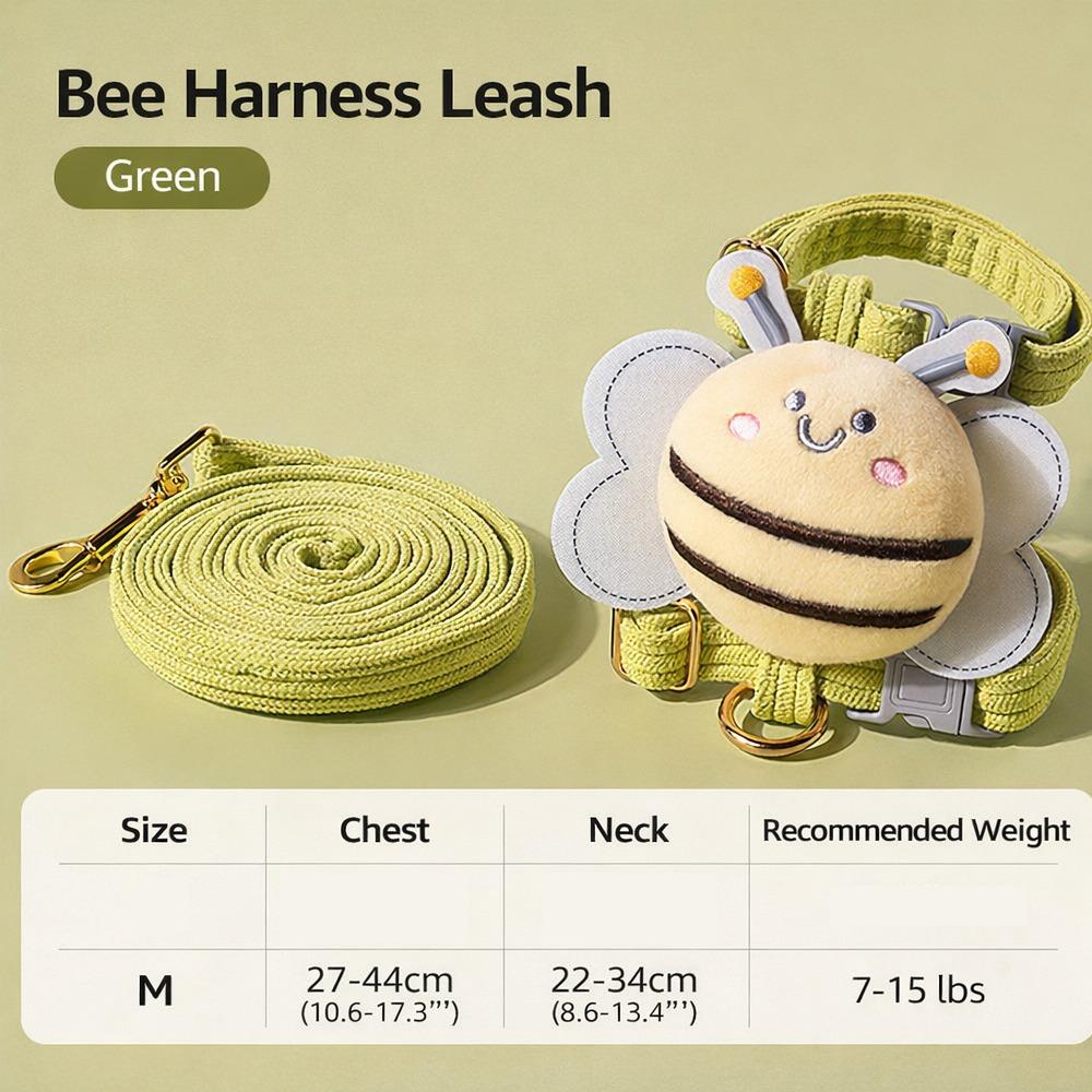 Pet Supplies Cartoon Bee Cat Harness Adjustable Breast Back Harness Pet Collar Portable Leash Set Pet Walking