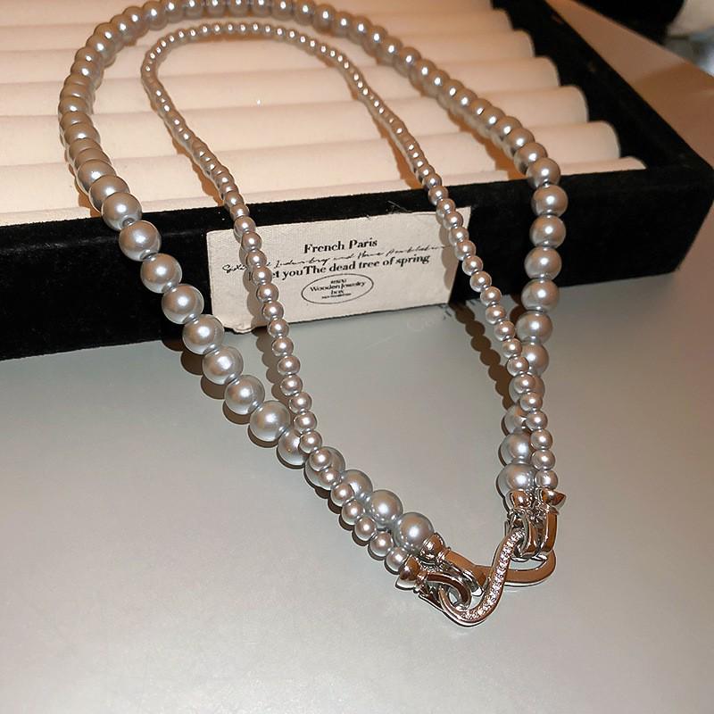 Elegante französische doppelreihige Perlenkette: Vielseitige, hochwertige Schlüsselbeinkette