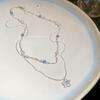 Sweet double-layer zircon star beaded necklace new niche design clavicle chain fashionable versatile neck chain