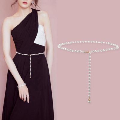 Vintage Simple Imitation Pearl Single-layer Waistband Sexy Dress Accessories Waist Chain Women