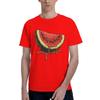 Juicy Slice Melting Summer Art Mens Watermelon print Fashion Tees Short Sleeve Crew Neck Pure Cotton Printed Clothes TShirt