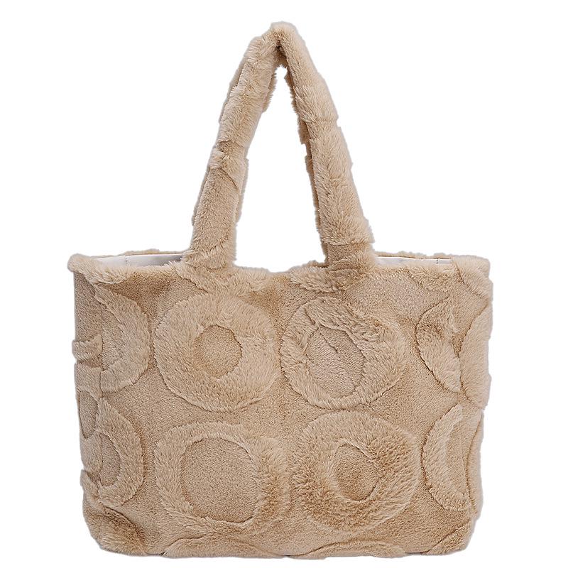 Damen Herbst/Winter Plüsch Tragetasche - Vielseitiges Nischen-Design, Modische Textur, Perfekt für den Arbeitsweg oder zum Tragen über der Schulter.