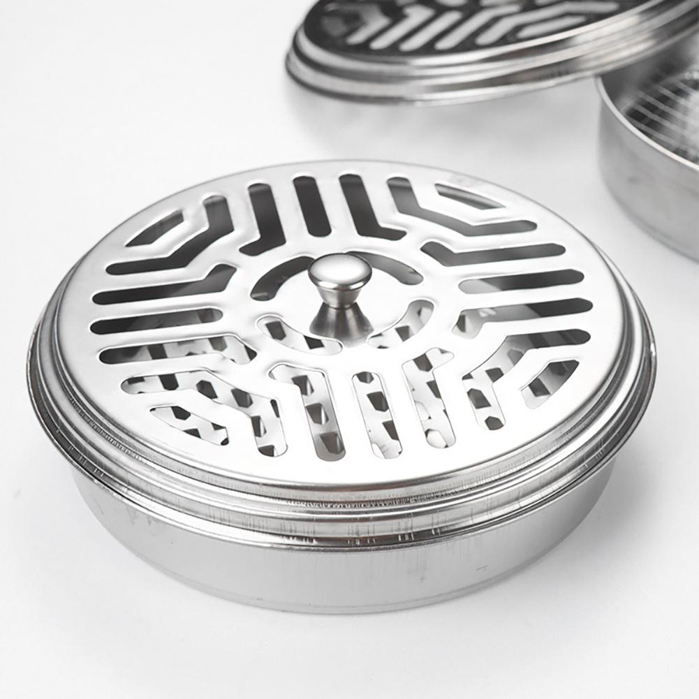 Portable Stainless Steel Mosquito Coil Holder With Cover Fireproof Rustproof Reusable Mosquito Repellent Box Mosquito Coil Tray Home Camping Outdoor