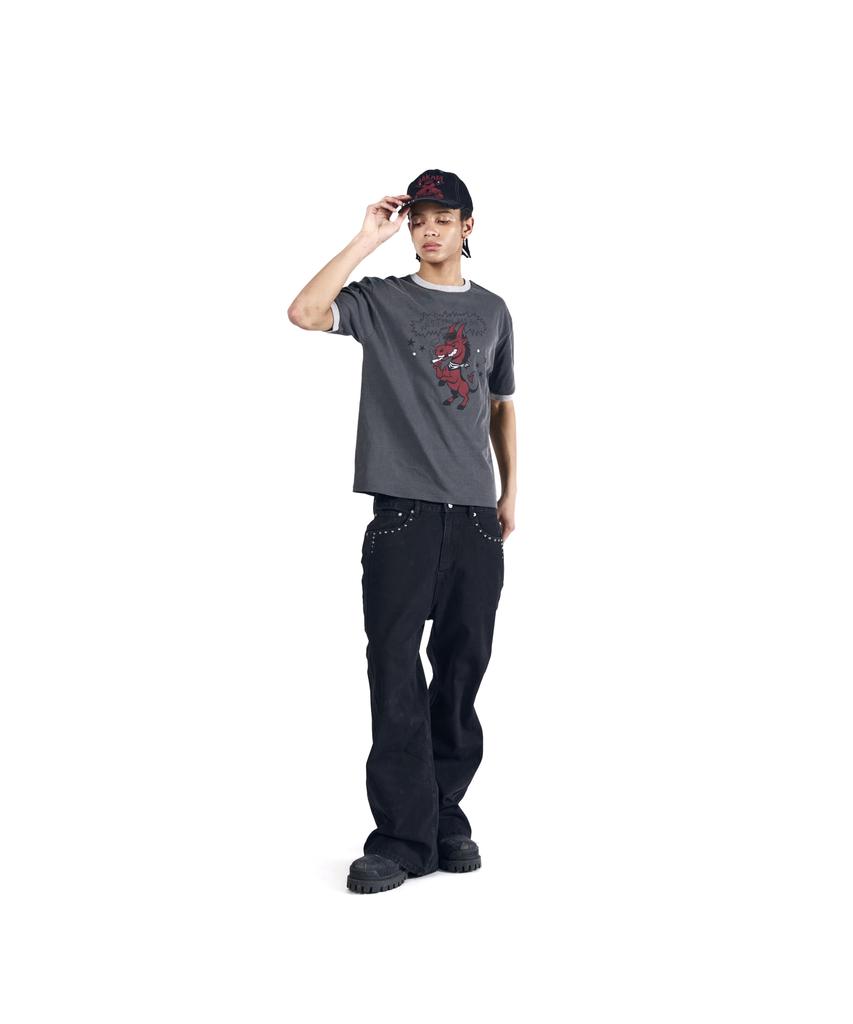 AAKAM Bad Horse Ringer Top (Dark Gray)
