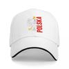 POLNISCHES ADLER-LOGO SCHWARZE BASEBALLKAPPE MIT ROTEM TEXT UND WEISSEN ZIERLEISTEN DESIGN FÜR Unisex UND Damen