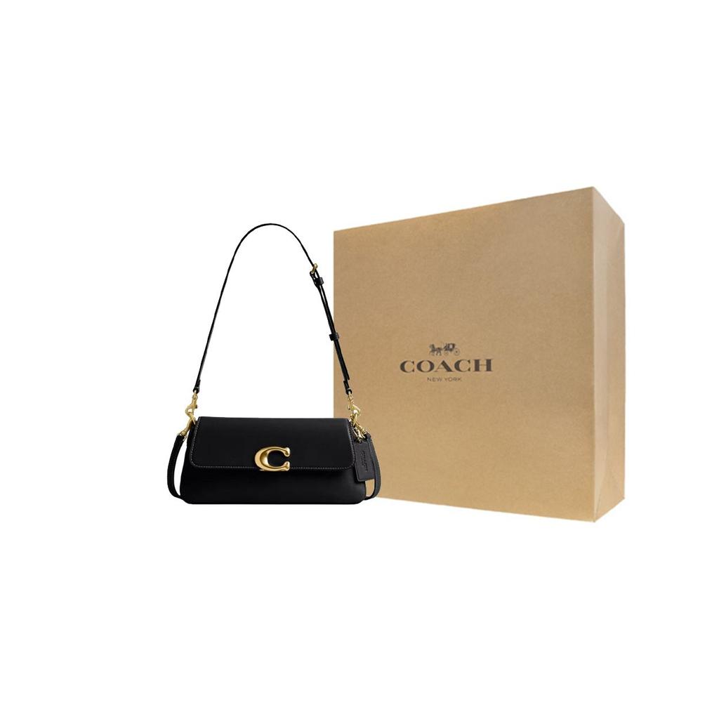 Coach Jet 25 Logo Leather Tote Crossbody Shoulder Bag Medium Women bags Black CAM16-B4BK