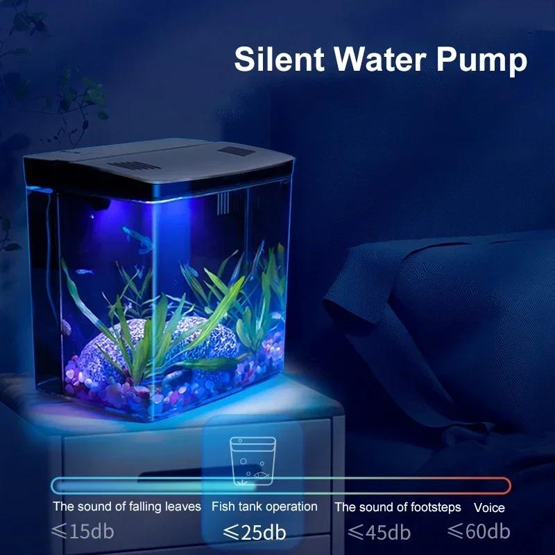 Living Room Fish Tank USB Self-circulating Ecological Aquarium Pump Oxygenation Filter Light Fish Tank Set Office Aquarium