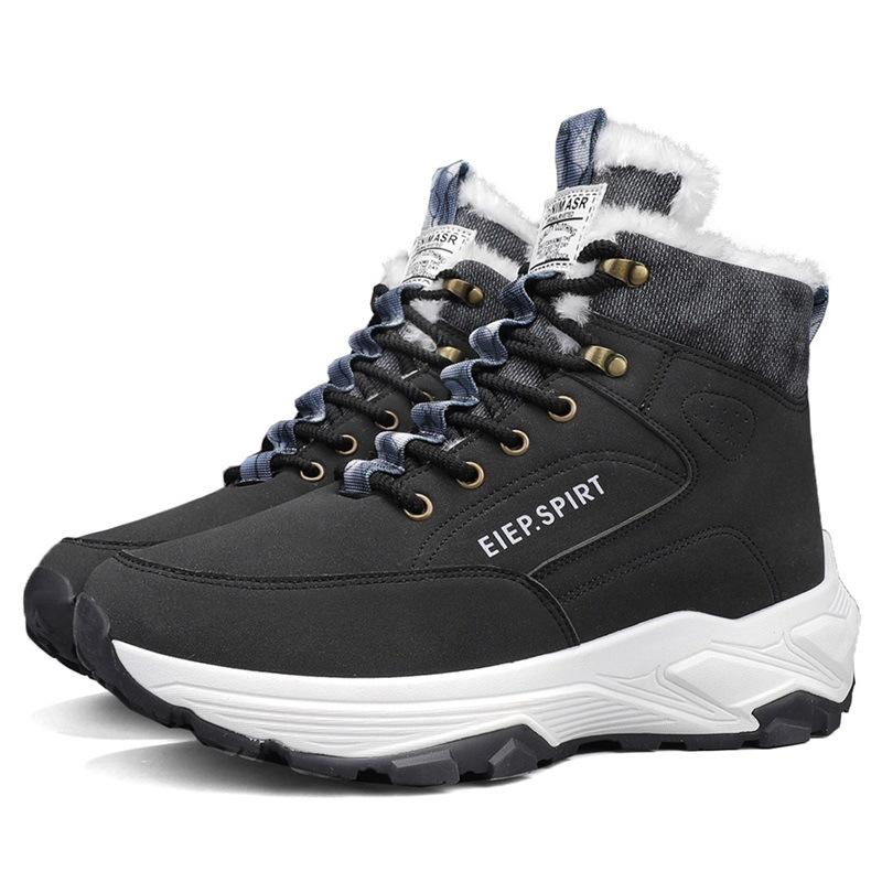 High Top Martin Boots Fleece Warm Tooling Boots Winter Warm Feet Men's Shoes Tide Shoes Outdoor British Hiking Shoes