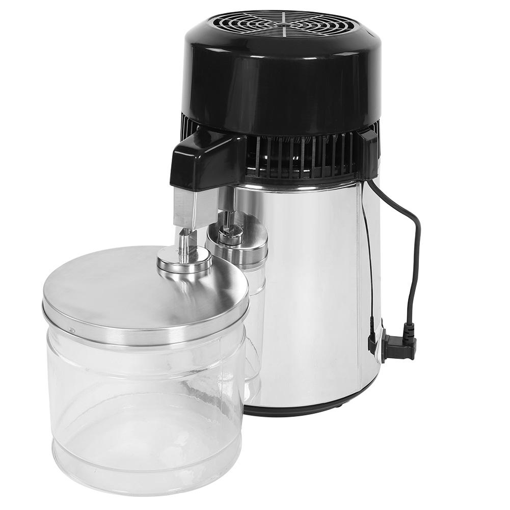 Electric Pure Water Distiller Countertop Stainless Steel Shell with Glass Bottle(Silver  Plu)