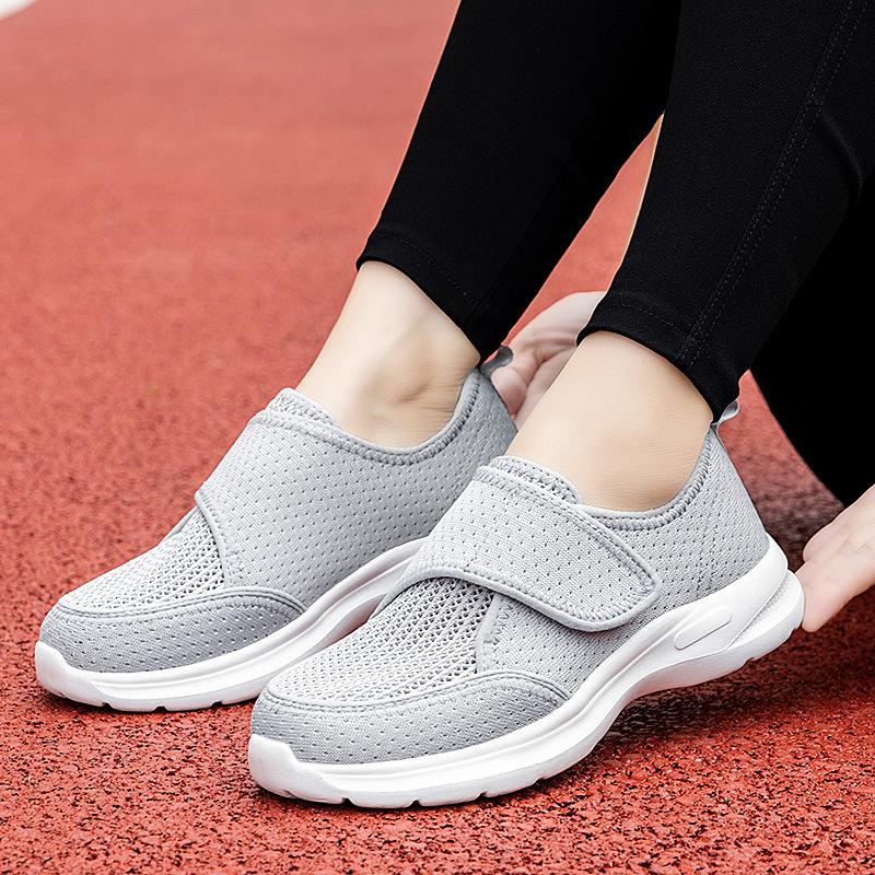 Herren- und Damen-Laufschuhe, Seniorenschuhe, Lässige Laufschuhe, Frühling und Sommer, niedrig geschnittenes Mesh-Gewebe, Klettverschluss