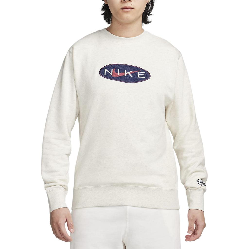 Nike Felpa Girocollo con Logo Ricamato Vestibilità Aderente Uomo Top Bianco FZ4729-141