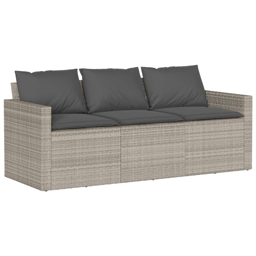 2 Piece Outdoor Dining Set with Cushions Light Grey Poly Rattan
