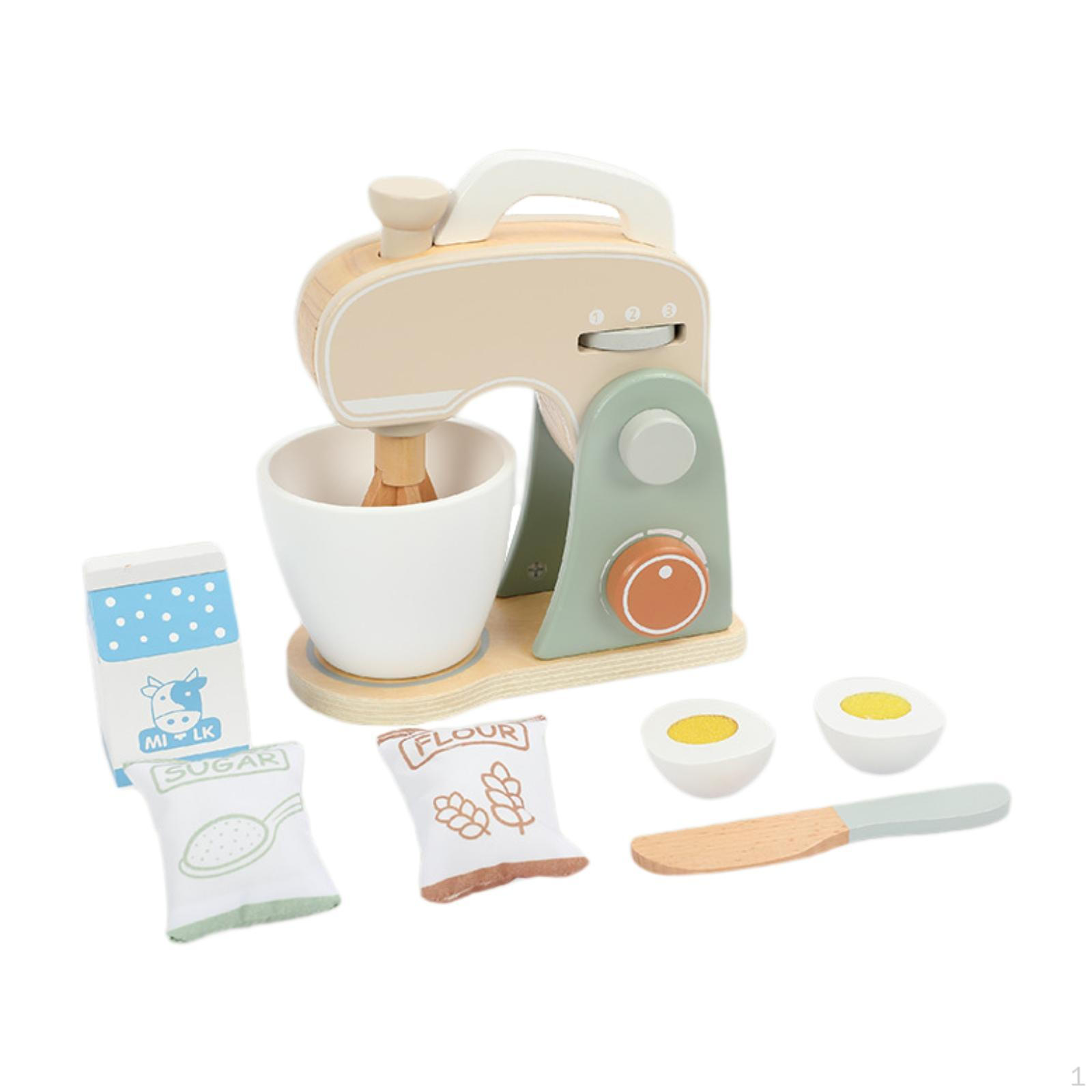 Wooden Toy Mixer Set Small Appliances Toys Life Skills Pretend Play Kitchen Accessory