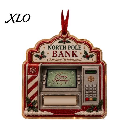 Reusable Holiday Gift Ornament Christmas Money Holder Ornament, Acrylic Stocking Cash Hanging Decor Keepsake Pendant for Tree, Festive with