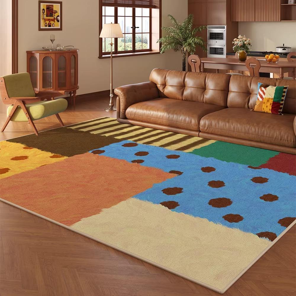Large Rug for Living Room Bedroom Rugs Coffee Tables Floor Mat Short Plush Color Blocking Home Decoration Alfombra Salón Grande