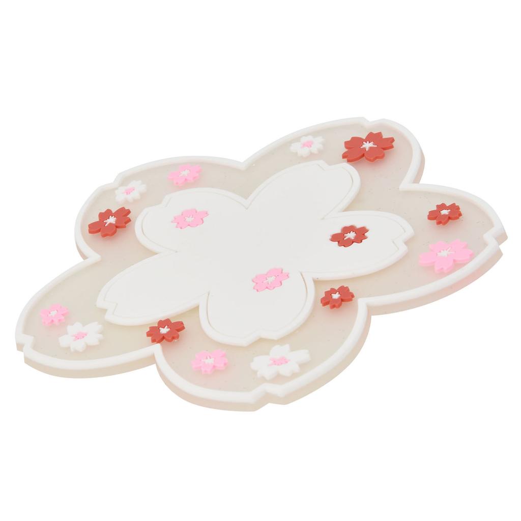 Flower Pattern Coasters Heat Insulation Coaster AntiSlip Cup Mats Tabletop   Prevent Furniture Damage(Pink )