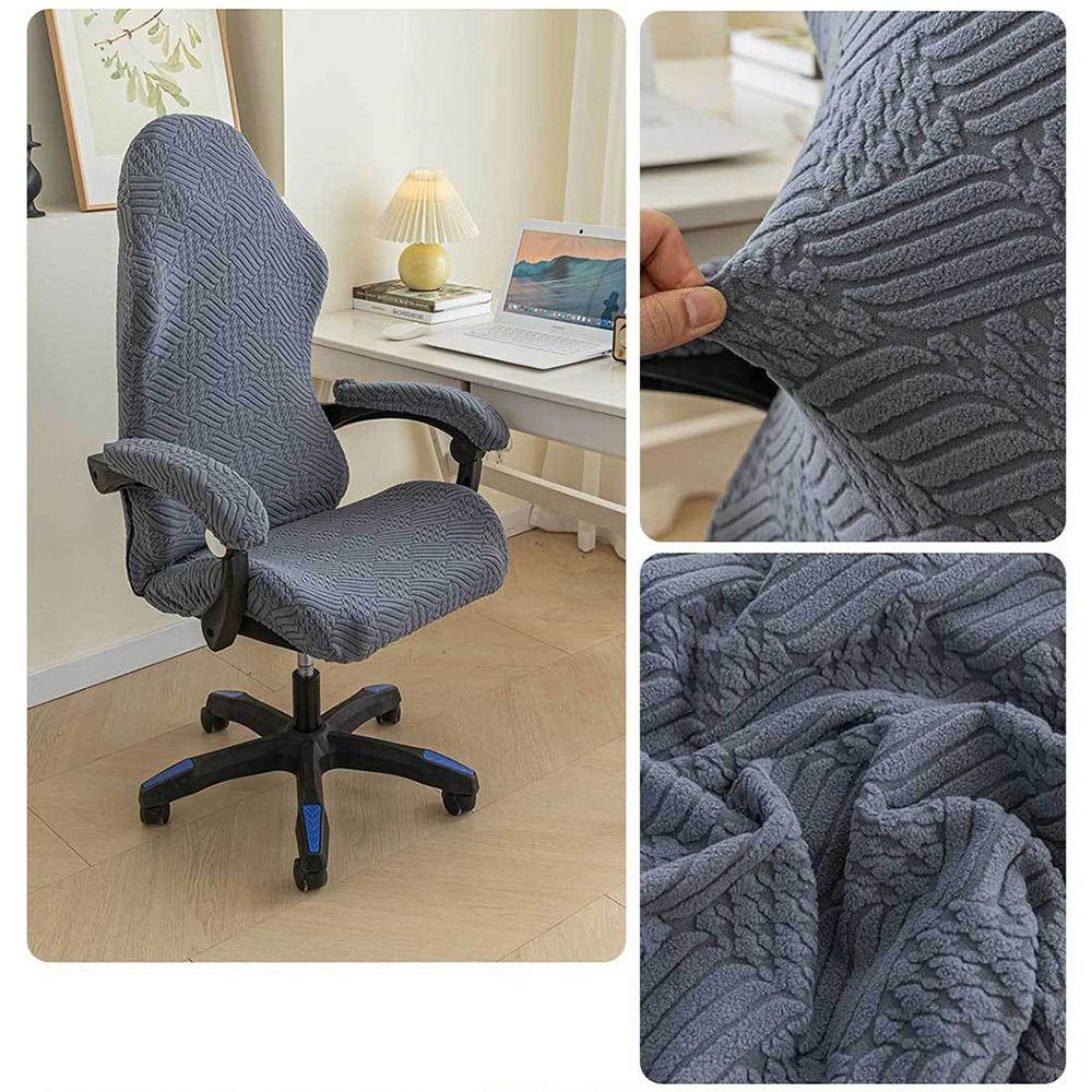 1Set Elastic Stretch Chair Cover Set Fleece Jacquard Dustproof Gaming Chair Covers Universal with Armrest Cover