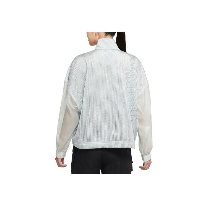 Nike Sportswear Tech Pack Half Zip Stand Collar Mesh Semi Transparent Woven Loose Jacket Women Jacket Limestone CZ9788-019
