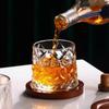 Crystal Tumbler Whiskey Glass with Base, Rotating Spinning Wine, Brandy Glass Cup, Drinkware for Bar and Home