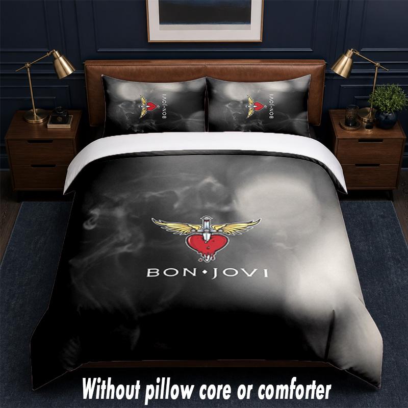 Set Biancheria da Letto Design Bon Jovi 1 Copripiumino + 2 Federe Morbido Traspirante Biancheria da Letto per la Casa