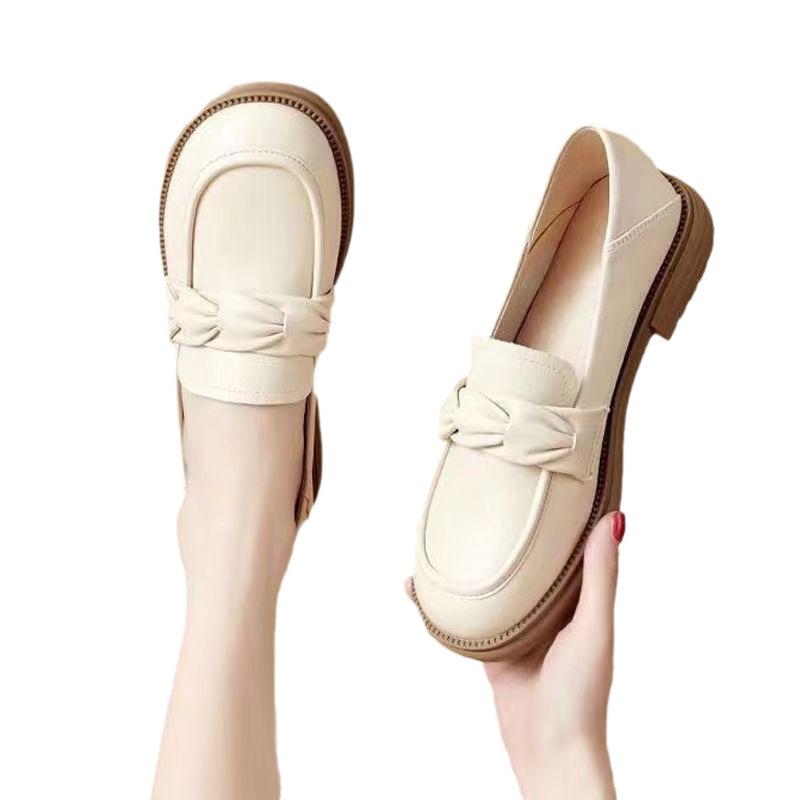 White Loafers Women's Platform 2025 New Autumn Shoes British Style Small Leather Shoes Flat Single Shoes Large Size Women's Shoes