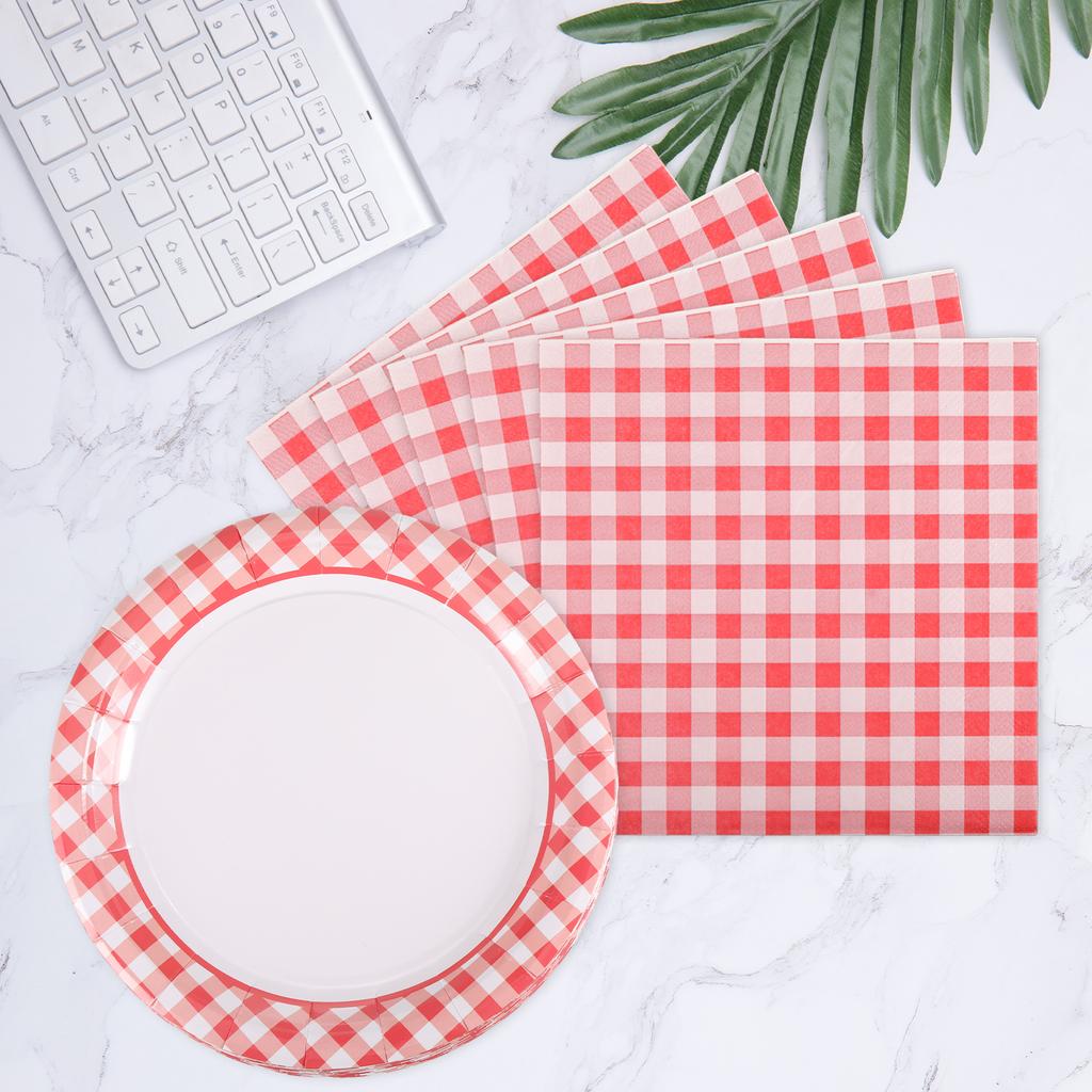 Vibrant Patterns And Bright Colors Disposable Dessert Plates For Party Supplies Paper Plates Gingham