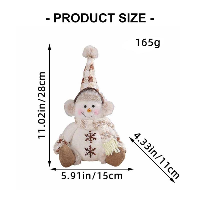 Polygonal Knit Snowman Plush with Rudolphs Hat Festival Christmas Decoration Soft Fabric Gnomes Figure