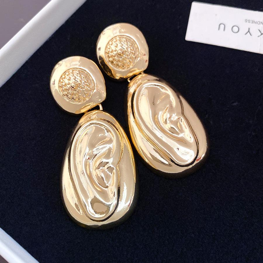 

European and American silver needle water drop wrinkle pendant earrings simple fashion exquisite earrings light luxury high-end earrings women