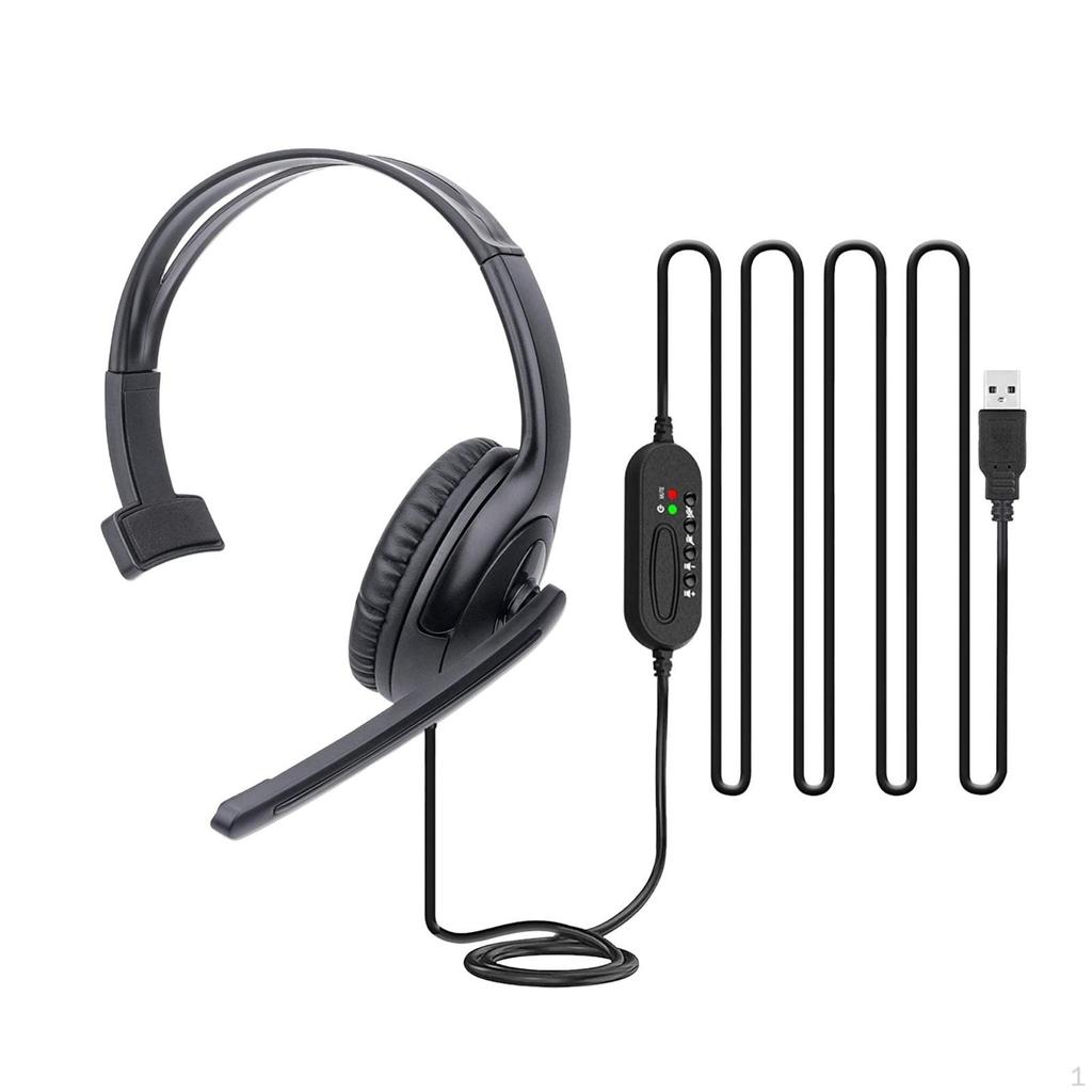USB Headset with Mic Mircrophone Call Center Wired Headphone for Office