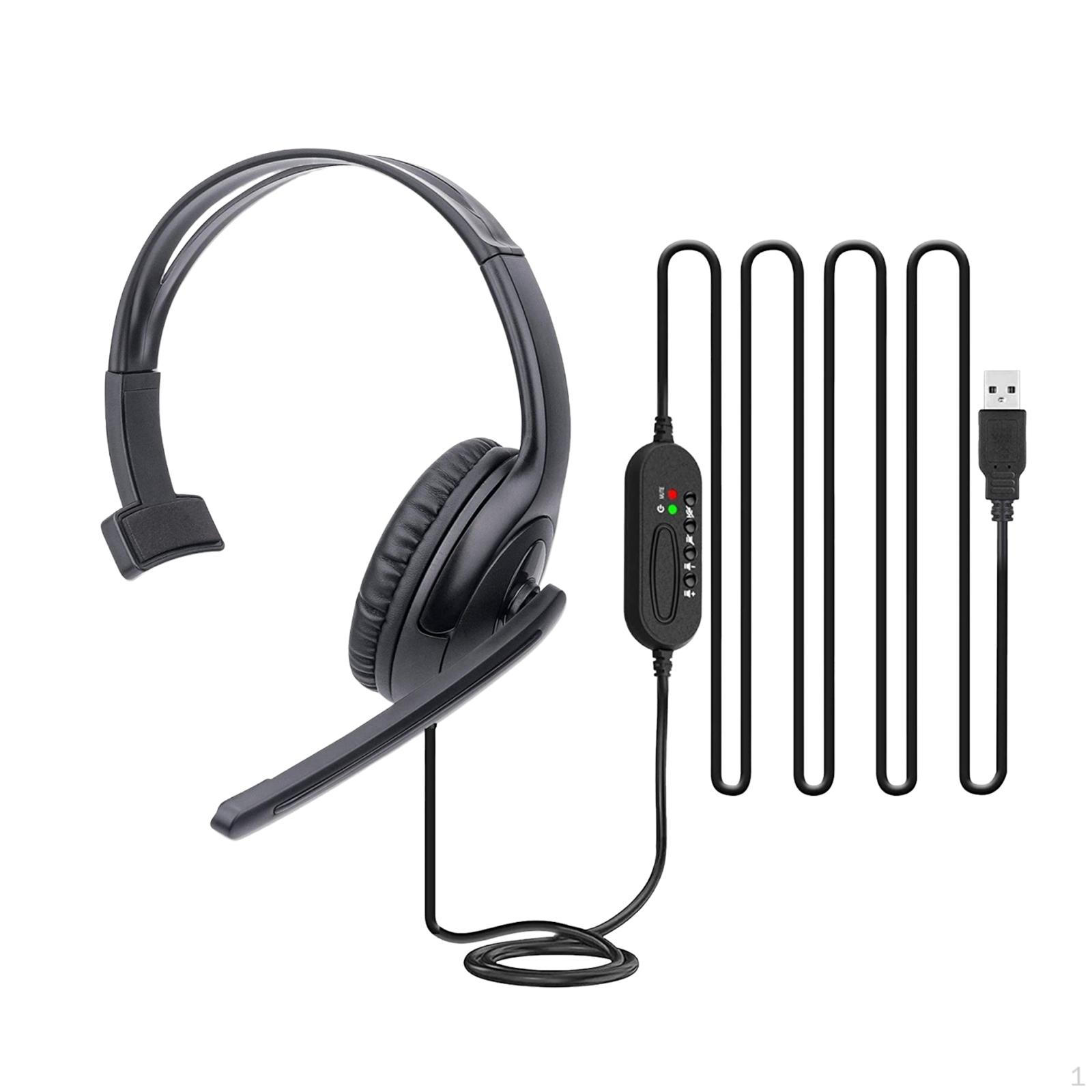 

USB Headset with Mic Mircrophone Call Center Wired Headphone for Office