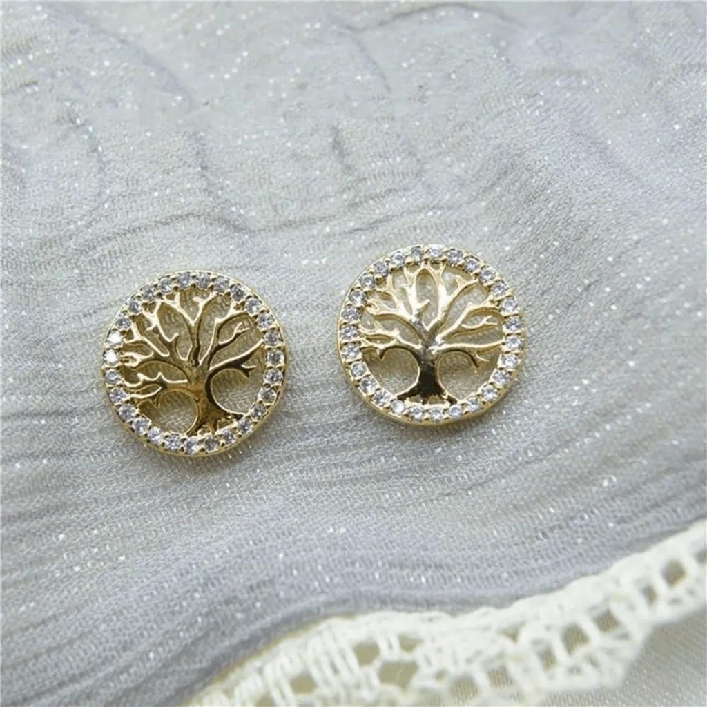 1 Pair of Life Tree Fashionable, Simple and Elegant Fashion Earrings, Lightweight and Luxurious Synthetic Zircon, Suitable for Daily Wear