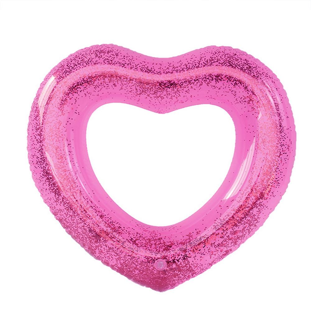 Pink Glitter Heart Swim Tube - Aesthetic Pool Floaty for Summer