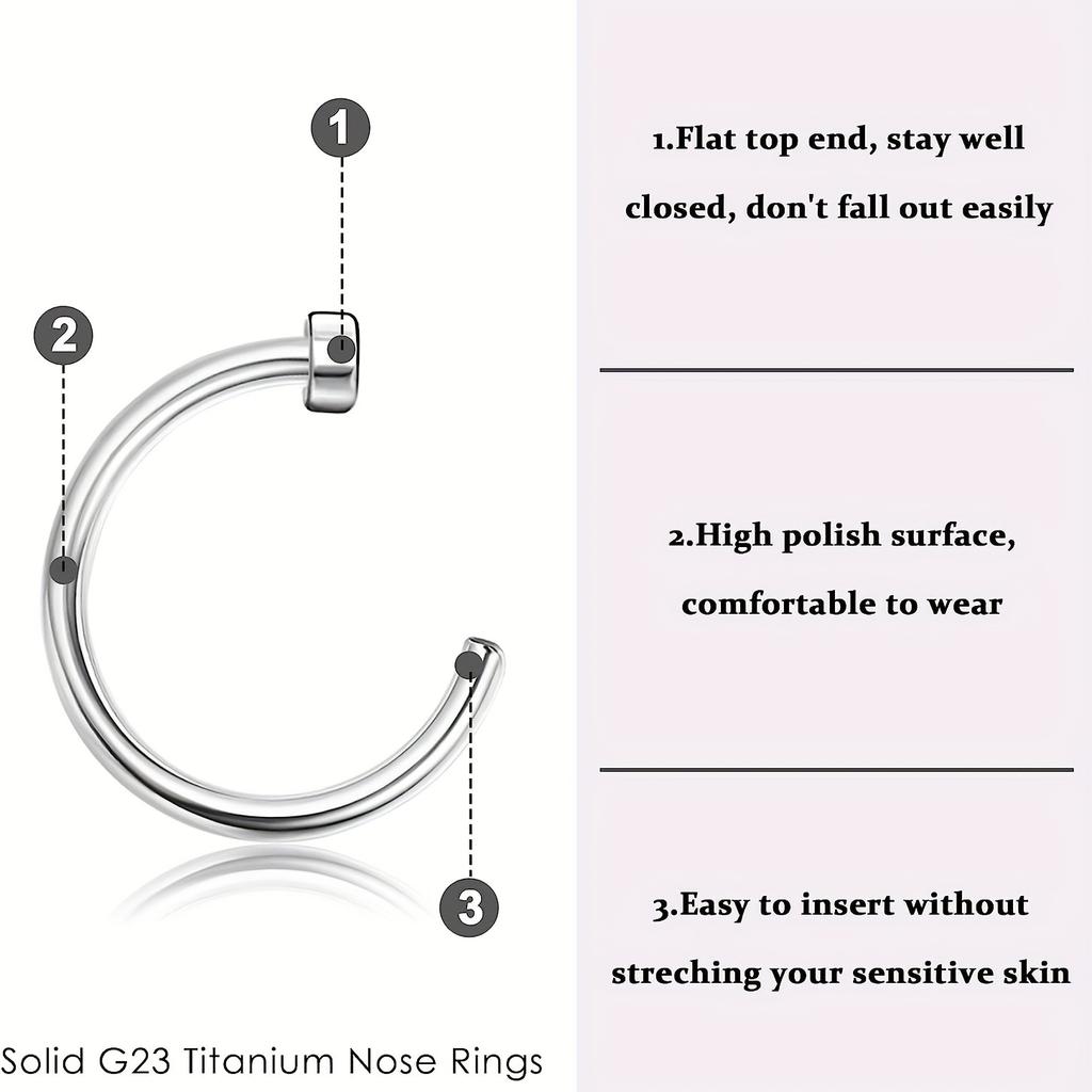 1pcs Stainless Steel Hoop Nose Ring 18G 20G Simple Style Ear Nail Nostril Body Piercing Jewelry 6mm 8mm 10mm 12mm