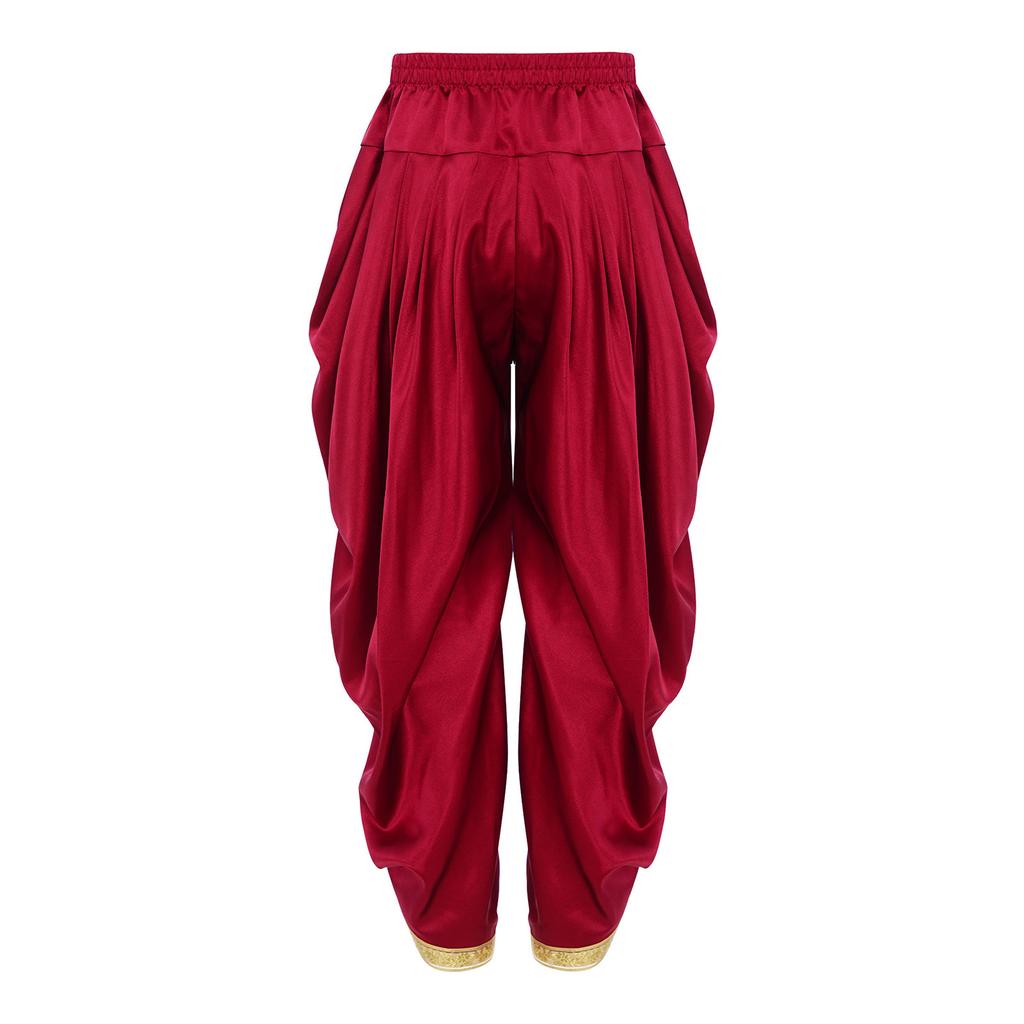 Pantaloni Dhoti in Raso da Ragazzo Casual con Elastico in Vita Drappeggiati Ampi Pantaloni a Tema Halloween Festa in Maschera