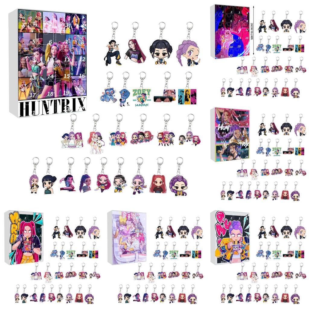 Kpop Demon Hunters Christmas Advent Calendar Keychain Acrylic Collectible For Holiday Gifting