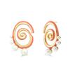 Stainless Steel Geometric Spiral Stud Earrings for Women Ladies Irregular Imitation Pearl Pendant Earrings Holiday Jewelry Gifts