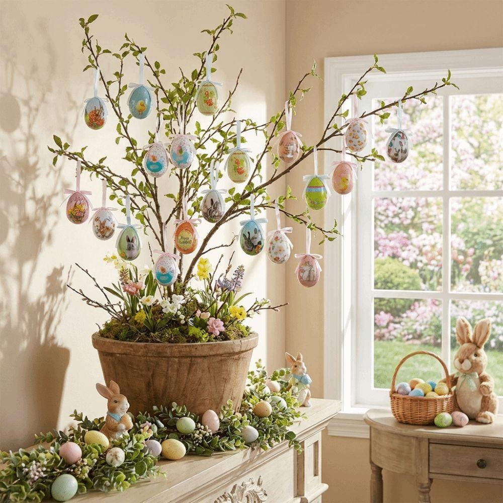 Painted Foam Easter Eggs DIY Craft Colorful Easter Eggs Pendant Happy Easter Handmade Hanging Easter Egg Window Door Garden