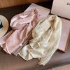 Solid Color Cotton Linen Scarf Retro Silk Scarf Literary Flaxen Lace Scarf  for Women