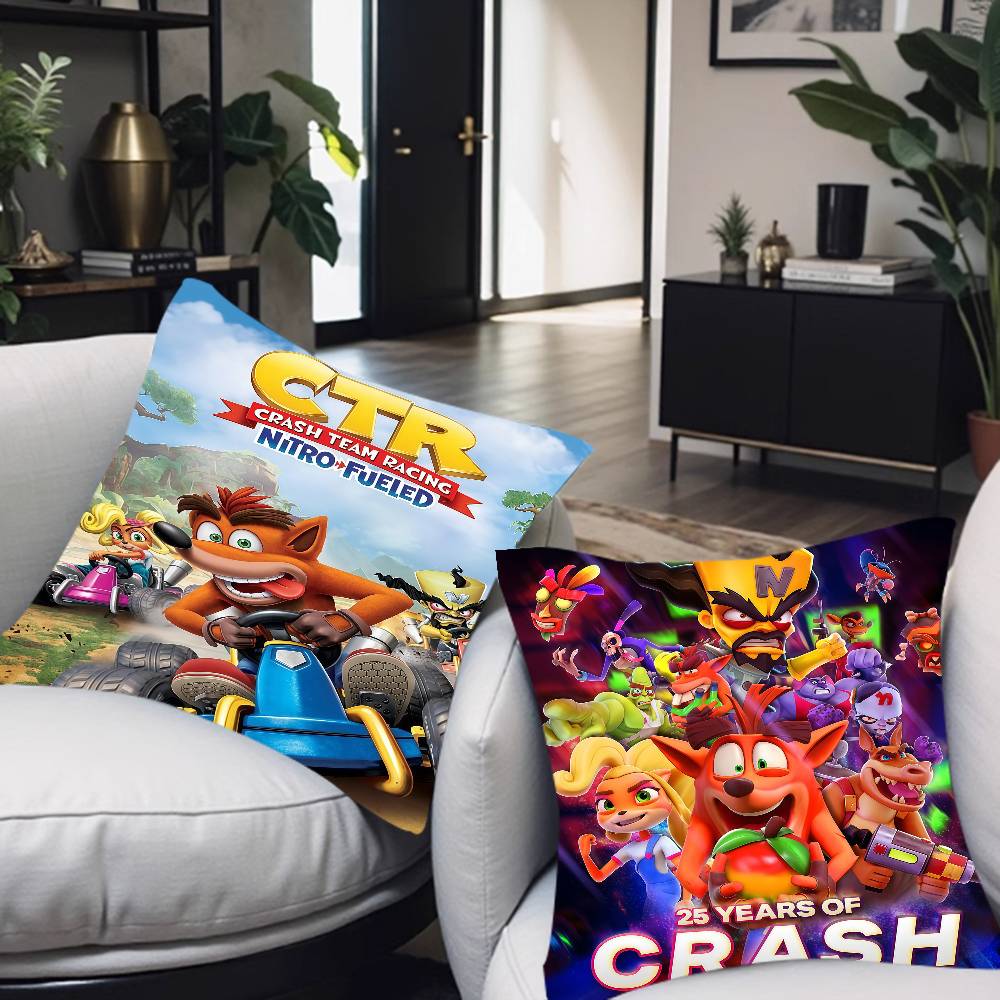 1pc Crash Bandicoot Game Cushion Cover Car Throw Pillow Case For Sofa Car Christmas Gift