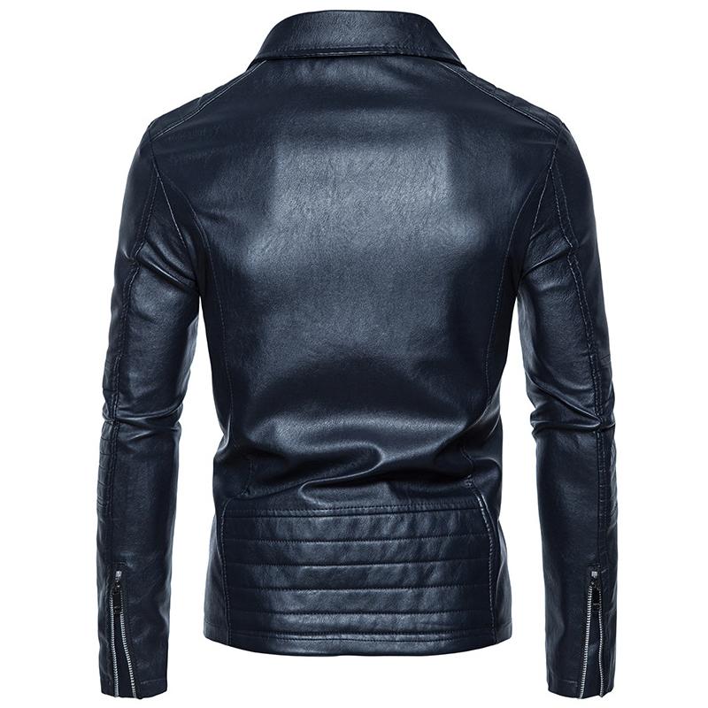 Men’s Jackets Faux Leather Lapel Long Sleeves Zipper Slim Fit Retro Motorcycle Jacket Autumn Winter PU Bomber Tops Holiday Casual Outer Wear