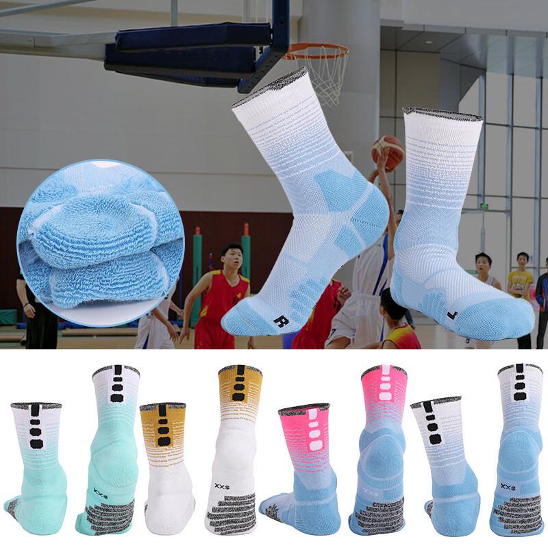 Kids' Breathable Mid-Calf Terry Basketball Socks