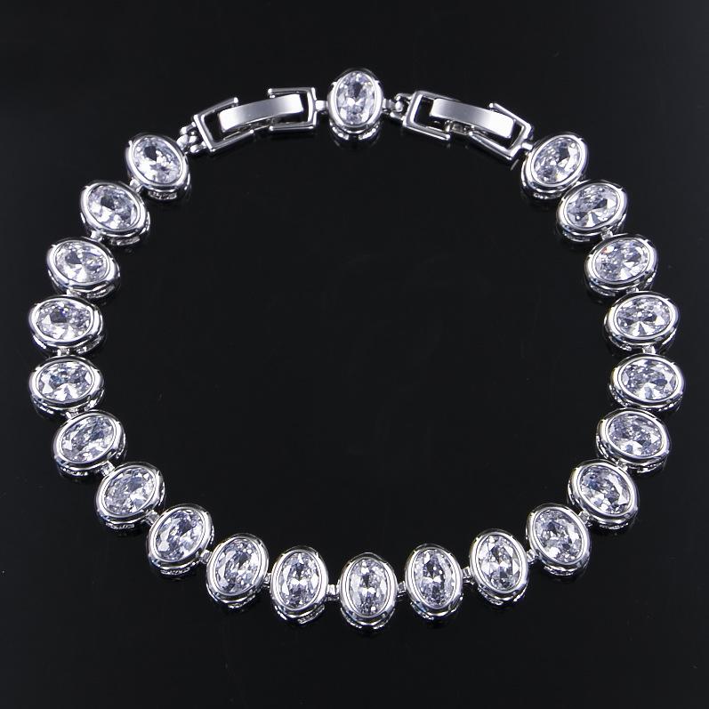 Zircon Copper Gold Plated Bracelet With Diamonds Color Exaggerated Oval Necklace Set Breeze
