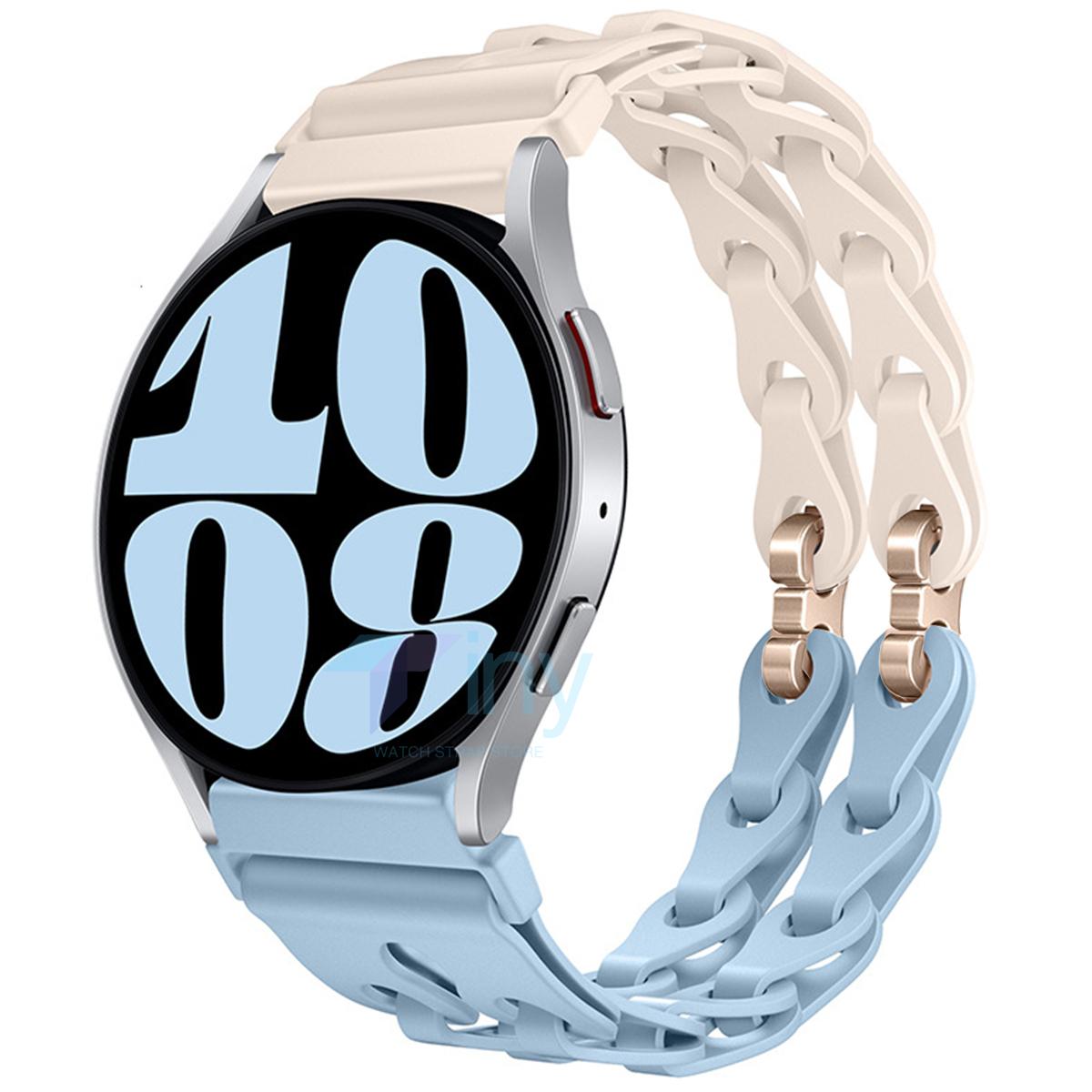 

22 мм 20 мм ремешок-цепочка для Samsung Galaxy Watch 7 6 5 4 44 мм 40 мм 6Classic 43 мм 47 мм силиконовый ремешок для браслета Amazfit GTR 4/GTS 22mm