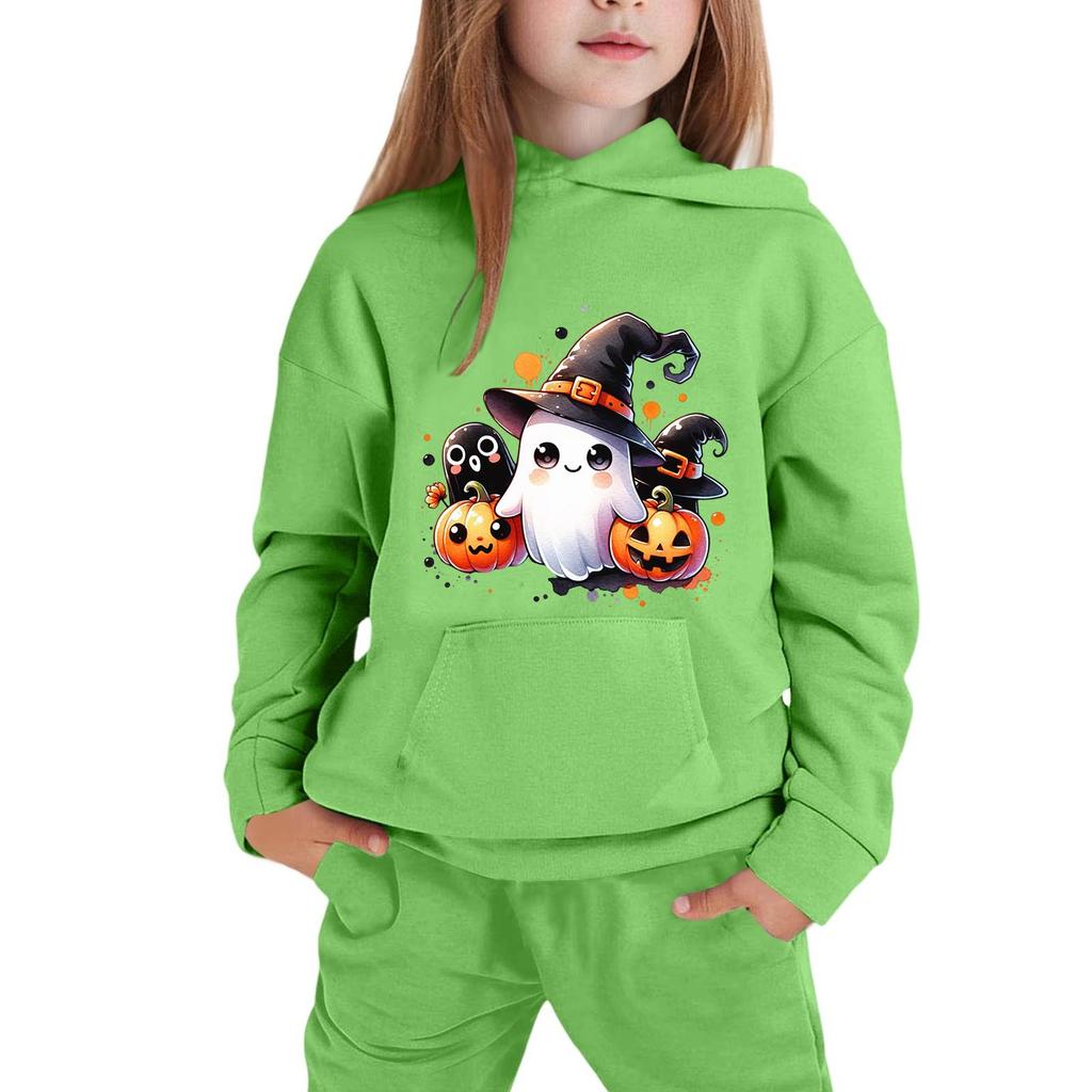 Kids' Hooded Sweatshirt with Halloween Print for Boys and Girls